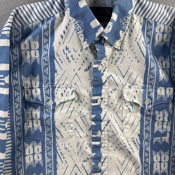 Vintage Panhandle Slim Shirt Mens 17x35 Aztec Western Cowboy Rodeo Made in USA - Picture 3 of 12